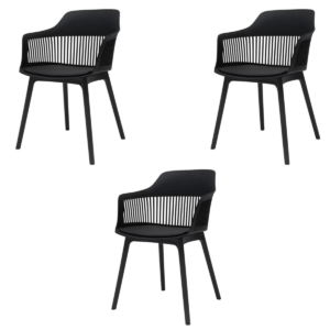 Kit 03 Cadeiras Marcela Preta Sala Cozinha Jantar Preto