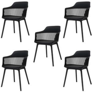 Kit 05 Cadeiras Marcela Preta Sala Cozinha Jantar Preto