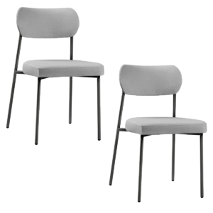 Cadeira 4 pés Mona Linho Sintético Chumbo Salaone - Kit 02