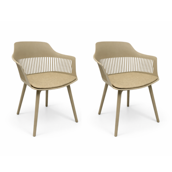 Cadeira Marcela com Assento Estofado em Linho Nude - Kit 02