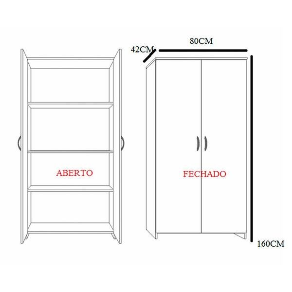 Armário de Escritório New City 2 Portas Cinza e Preto 160 cm Web Office - Imagem 2