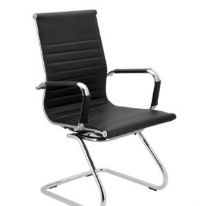 Cadeira Diretor Fixa Eames Relax Cromada Preta