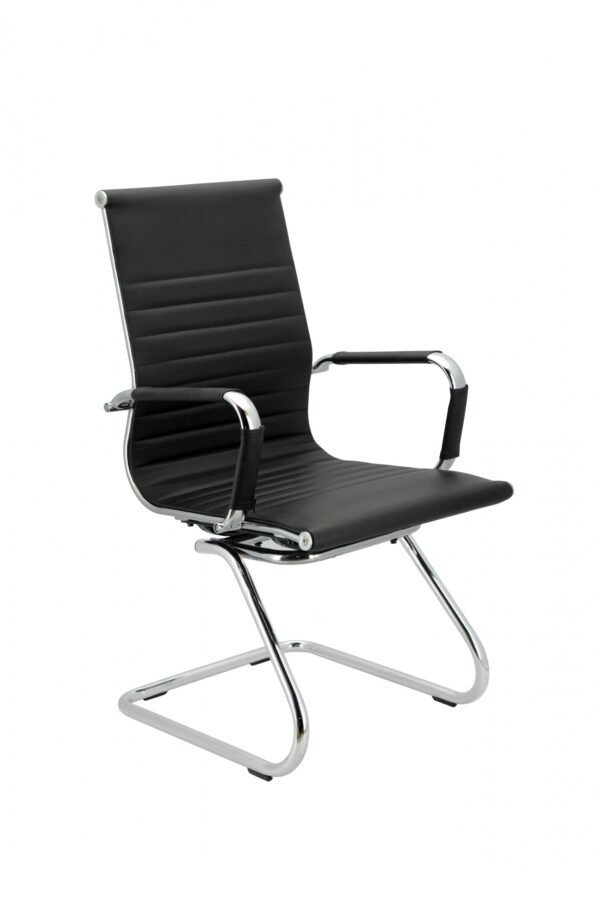 Cadeira Diretor Fixa Eames Relax Cromada Preta