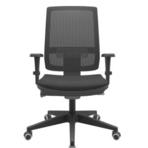 Cadeira Escritório Presidente Brizza Plaxmetal Autocompensador Slider Braço 3D Piramidal Material Sintético Preto