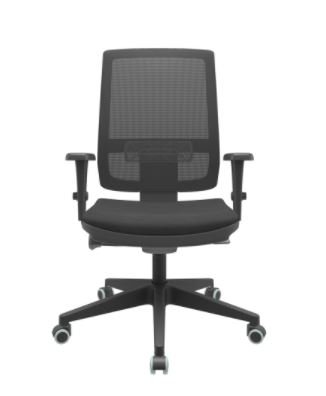 Cadeira Escritório Presidente Brizza Plaxmetal Autocompensador Slider Braço 3D Piramidal Material Sintético Preto