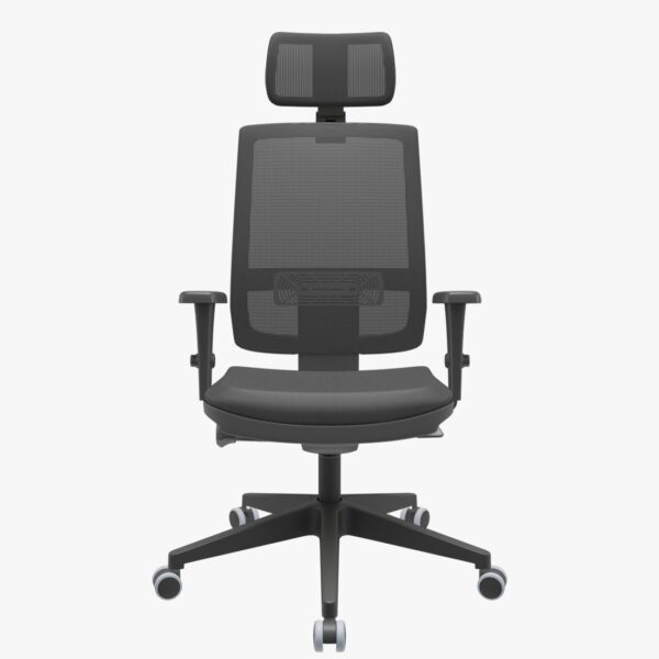 Cadeira Escritório Presidente Brizza Plaxmetal Autocompensador Slider Braço 3D Piramidal Vinil Apoio Cabeça Preta