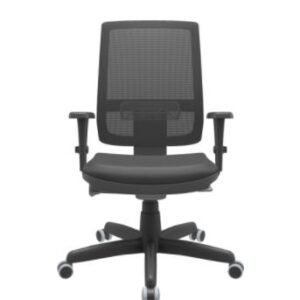 Cadeira Escritório Presidente Brizza Plaxmetal Autocompensador Slider Braço 3D Rodízios PU Couro Preta