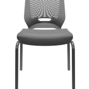 Cadeira de Escritório Fixa Aproximação 4 pés Beezi Base Preta Assento Facto Grafite e Encosto Cinza PLAXMETAL