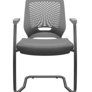 Cadeira de Escritório Fixa Aproximação Beezi Base Preta em S Assento Facto Dunas Grafite e Encosto Cinza PLAXMETAL