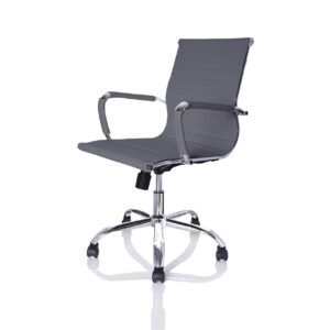 Cadeira Diretor Esteirinha Charles Eames Relax Cromada Cinza