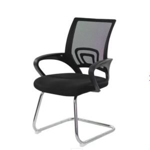 Cadeira Escritório Basic Diretor Fixa Interlocutor Aproximação Tela Mesh Preta Base Cromada