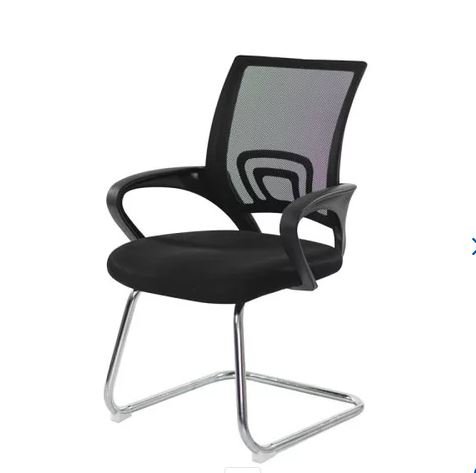 Cadeira Escritório Basic Diretor Fixa Interlocutor Aproximação Tela Mesh Preta Base Cromada