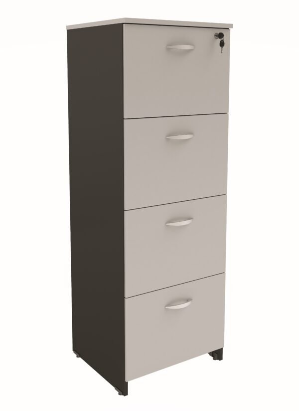 Armário Arquivo 4 Gavetas Pasta Suspensa com Chave Cinza com Preto Web Office