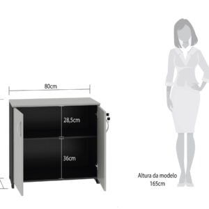 Balcão Baixo Escritório New City Cinza com Preto