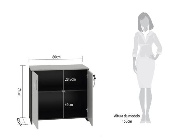 Balcão Baixo Escritório New City Cinza com Preto