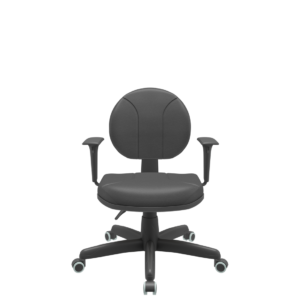 Cadeira Executiva Back System Operativa c/ Braços Reguláveis Revestimento Couro com Costura Plaxmetal Preta