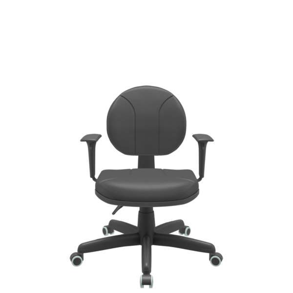 Cadeira Executiva Back System Operativa c/ Braços Reguláveis Revestimento Couro com Costura Plaxmetal Preta