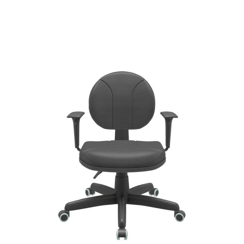 Cadeira Executiva Back System Operativa c/ Braços Reguláveis Revestimento Couro com Costura Plaxmetal Preta