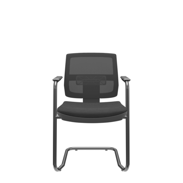 Cadeira Escritório Aproximação Interlocutor Fixa Brizza Plaxmetal Estrutura S Preta Assento Poliéster Encosto Tela Preto