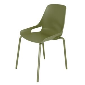 Cadeira Aproximação Interlocutor Fixa Beau Com 4 pés de Aço Tubular Verde Rhodes