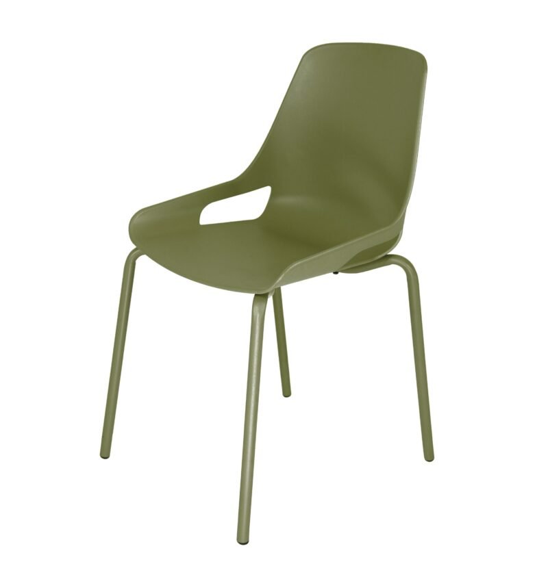 Cadeira Aproximação Interlocutor Fixa Beau Com 4 pés de Aço Tubular Verde Rhodes