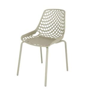 Cadeira Aproximação Interlocutor Fixa Beau Design Com 4 pés de Aço Tubular Cappuccino Rhodes