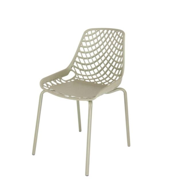 Cadeira Aproximação Interlocutor Fixa Beau Design Com 4 pés de Aço Tubular Cappuccino Rhodes