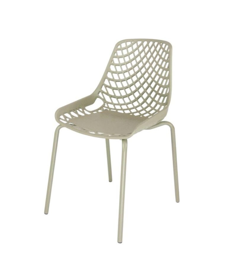 Cadeira Aproximação Interlocutor Fixa Beau Design Com 4 pés de Aço Tubular Cappuccino Rhodes