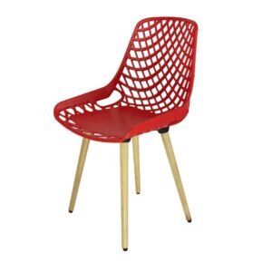 Cadeira Aproximação Interlocutor Fixa Beau Design Com 4 pés de Madeira Vermelho Rhodes