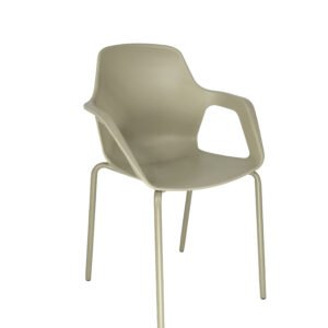 Cadeira Aproximação Interlocutor Fixa Beau Com 4 pés de Aço Tubular Cappuccino Com Braços Bhoff