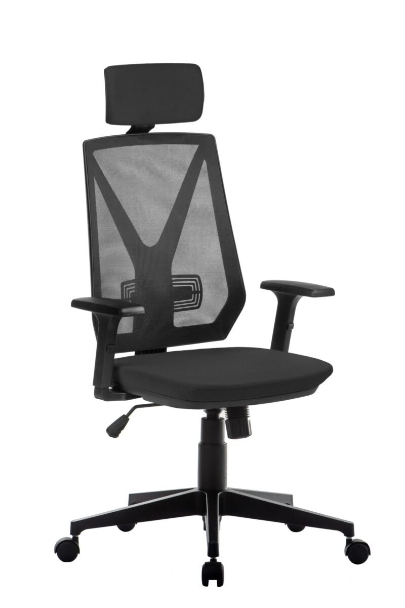 Cadeira Escritório Presidente Home New Backsystem Rhodes com Apoio de Cabeça Braço Jetta 2D Preto