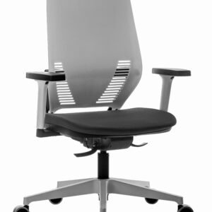 Cadeira Escritório Presidente Giratória Easyflex Rhodes Encosto Branco Braço Boss Poliéster Preto