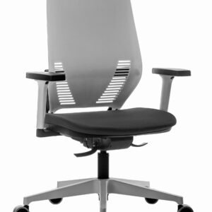 Cadeira Escritório Presidente Giratória Easyflex Rhodes Encosto Branco Braço Boss Poliéster Preto