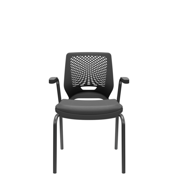Cadeira Fixa Braço Beezi Enc. Preto Asse. Grafite Plaxmetal
