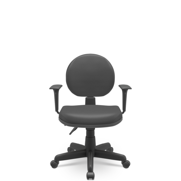 Cadeira Executiva Operativa Plus Lisa Plaxmetal NR17 Back System Couro Ecológico Preto