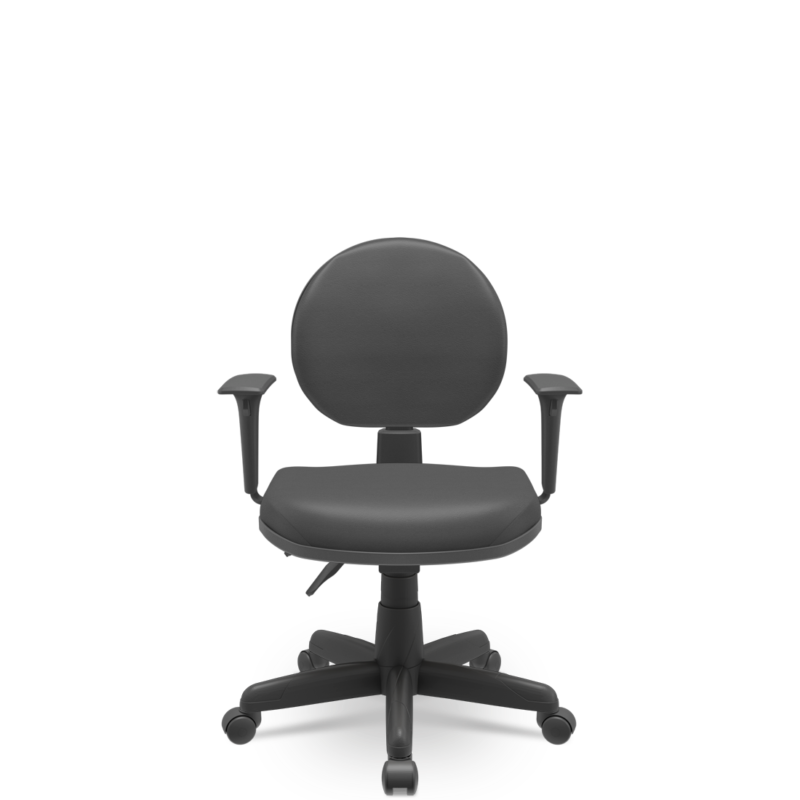 Cadeira Executiva Operativa Plus Lisa Plaxmetal NR17 Back System Couro Ecológico Preto