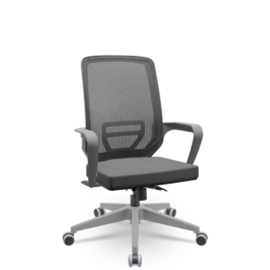 Cadeira Escritório Presidente Adrix Plaxmetal RelaxSystem Estrutura Grafite Encosto Tela e Assento Poliester Cinza