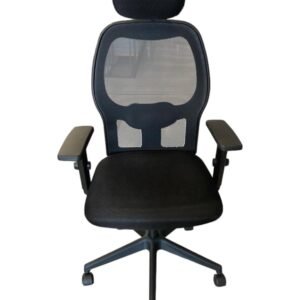 Cadeira Escritório Presidente Tela Mesh W-43C Preta Braço 2D