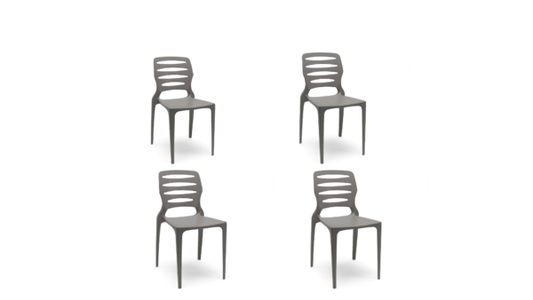 Kit 04 Cadeiras Fixas Ville Plaxmetal Polipropileno Cinza