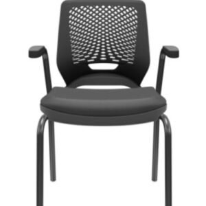 Cadeira Fixa 4 pés com Braço Beezi PLAXMETAL Preto