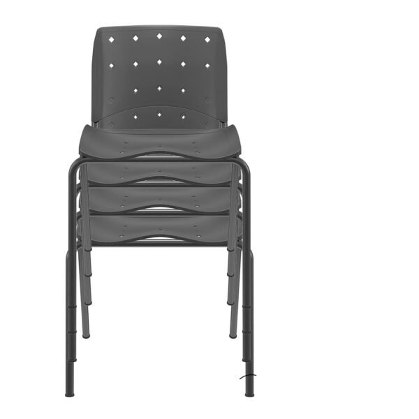 KIT 04 Cadeiras Fixas Ergoplax Slim 4 Pés Preta Plaxmetal