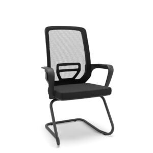 Cadeira Fixa Interlocutor Aproximação Pé em S Adrix Plaxmetal Material Sintético Preta