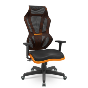 Cadeira Escritório Presidente Gamer Vizon DZ Plaxmetal relaxsystem Preta/Laranja