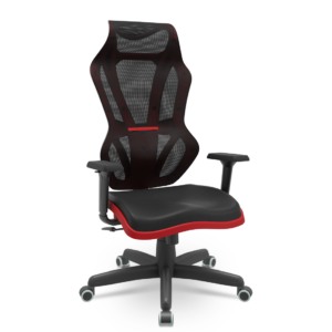 Cadeira Escritório Presidente Gamer Vizon DZ Plaxmetal Relaxsystem Preta/Vermelha