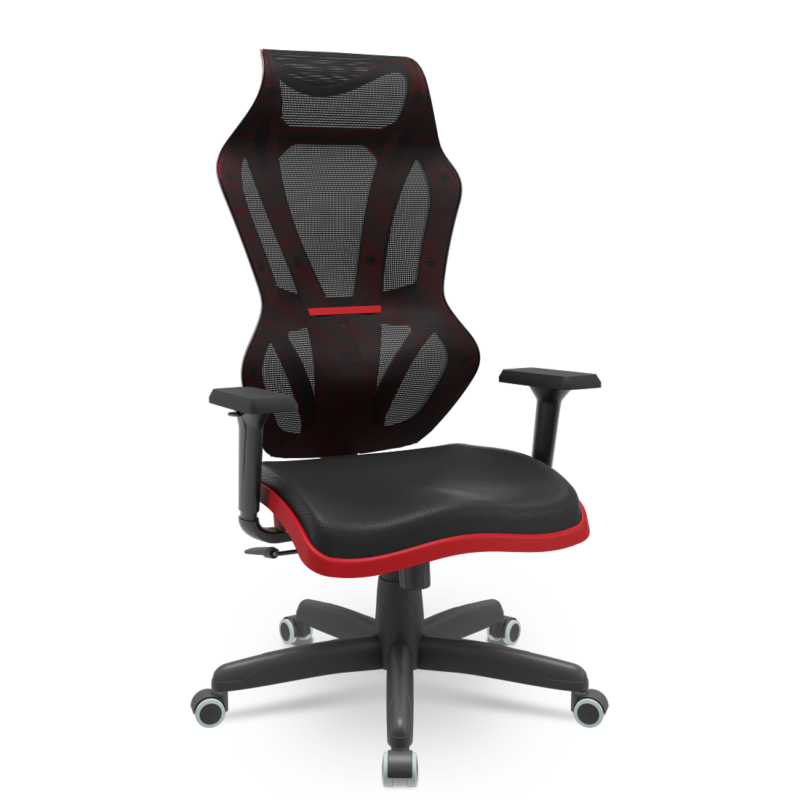 Cadeira Escritório Presidente Gamer Vizon DZ Plaxmetal Relaxsystem Preta/Vermelha