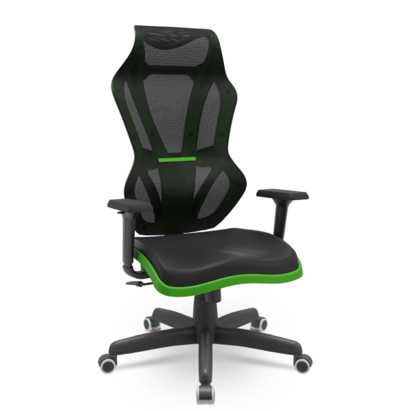 Cadeira escritório Presidente Gamer Vizon DZ Plaxmetal Relaxsystem Preta/Verde