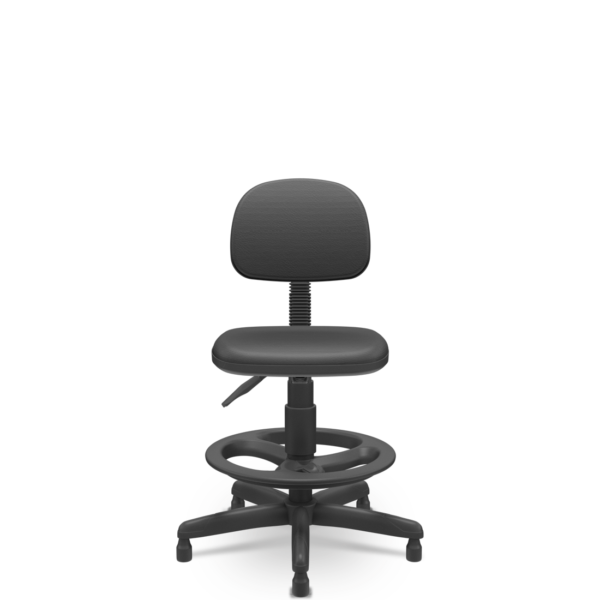 Cadeira Caixa Operativa Secretaria Plus Slim Couro Eco Preta