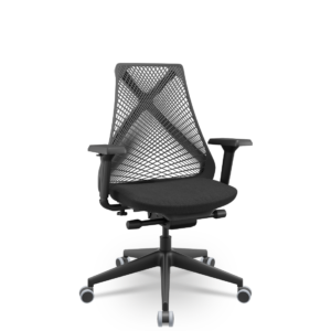 Cadeira Escritório Presidente Tela Bix-X+ Autocompensador Slider Braços 4D Shift Plaxmetal Preta