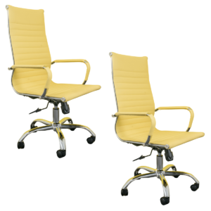 Kit 2 Cadeira Presidente Esteirinha Charles Eames Relax Bege