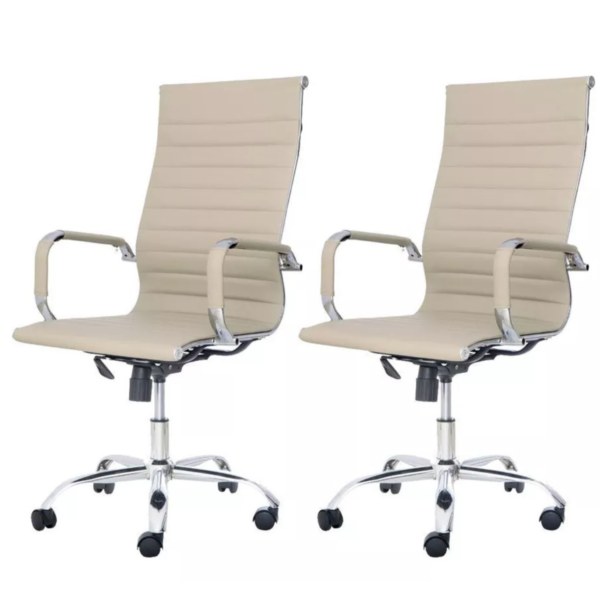 Kit 2 Cadeira Presidente Esteirinha Charles Eames Relax Nude